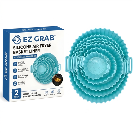 EZ Grab™ - Silicone Air Fryer Basket Liner (6 Pcs Multiple Size Pack)