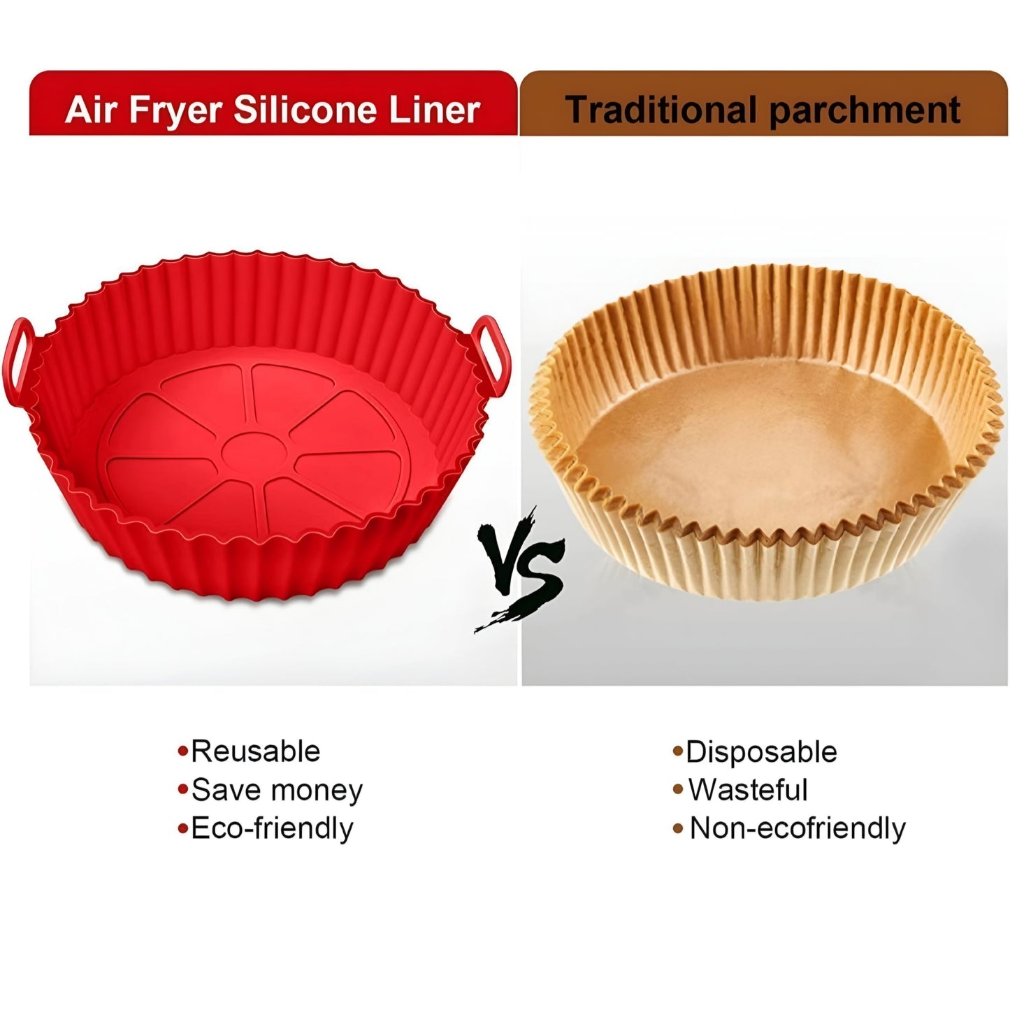 EZ Grab™ - Silicone Air Fryer Basket Liner (6 Pcs Multiple Size Pack)