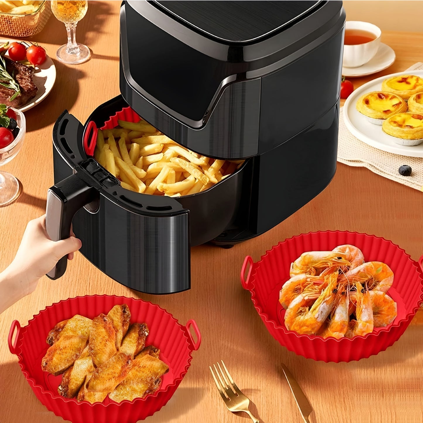 EZ Grab™ - Silicone Air Fryer Basket Liner (6 Pcs Multiple Size Pack)